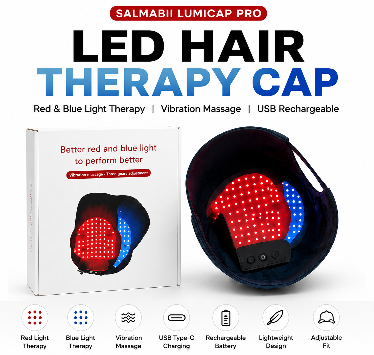 SALMABII™ LumiCap Pro – Red & Blue LED Light Therapy